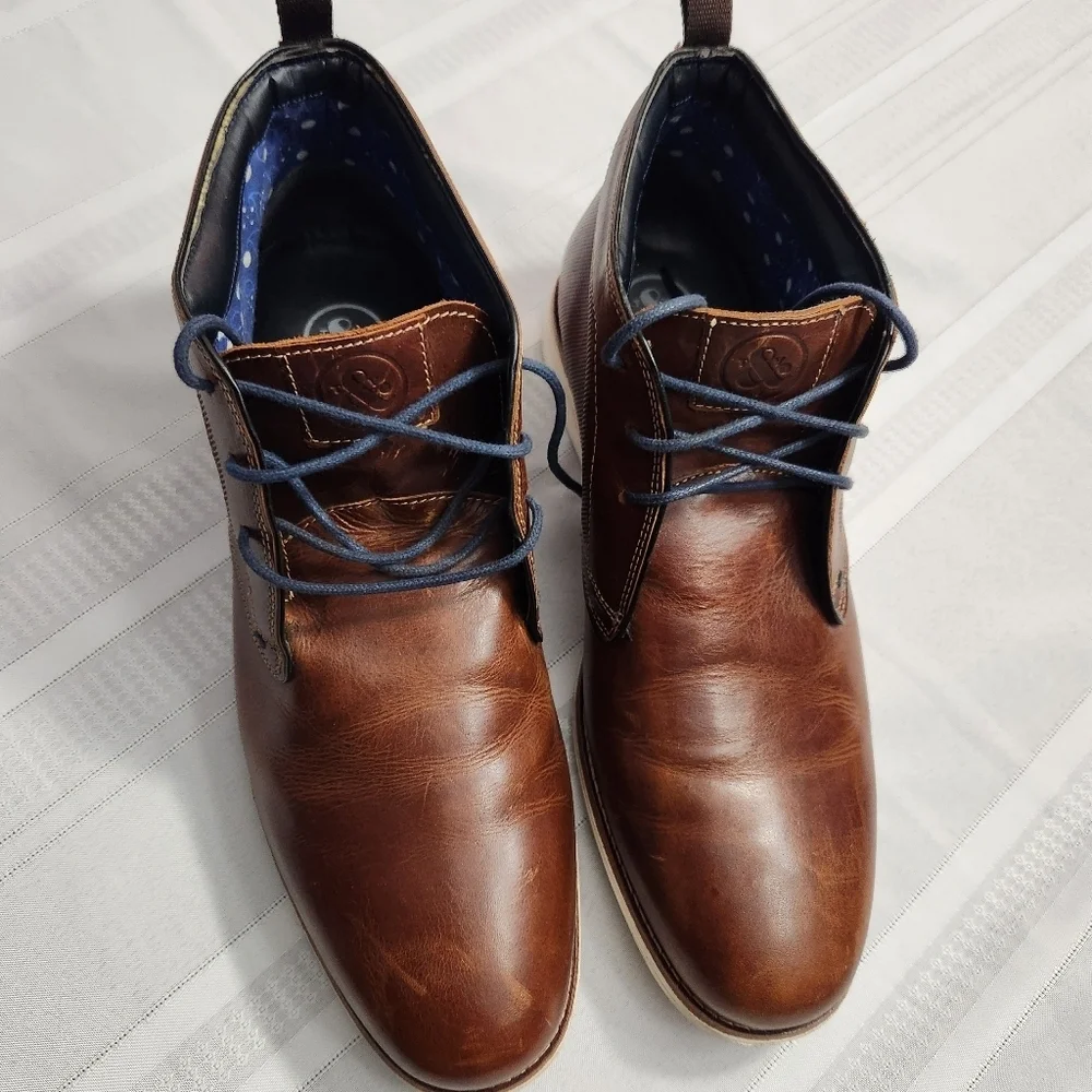 Thomas & Vine Men’s Leather Lace-up Boot Size 12 Brown with white soles - Picture 2 of 14